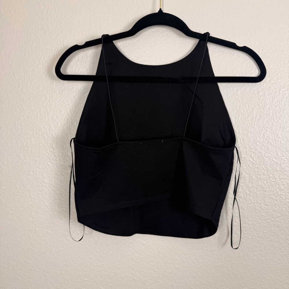 Zara Crop Top Capsule M Black Edgy Halter High Neck OpenBack Spaghetti Strap Y2K